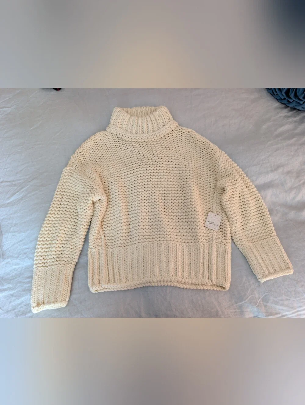NWT Free People My Only Sunshine Chunky Knit Turtleneck Sweater Cream XS